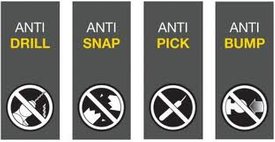 anti drill,anti snap, anti pick, anti bump